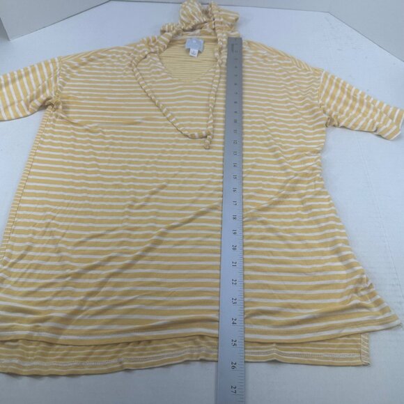 Sunday Women's Size Small Top Hoodie Striped Yellow White Preowned - Picture 12 of 14